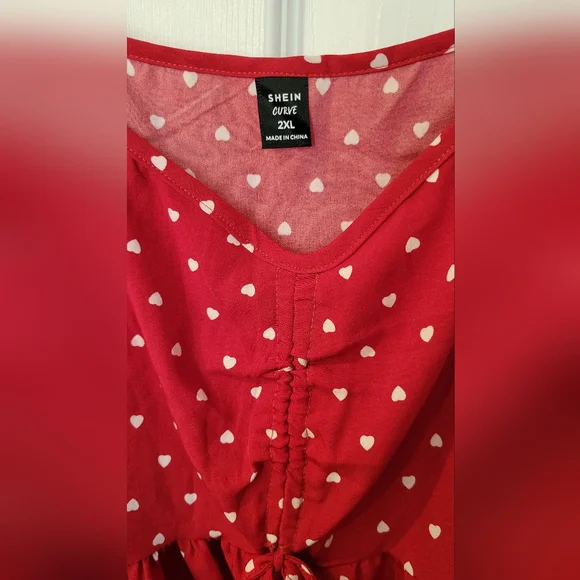 SHEIN Red Blouse with Heart Pattern - Picture 3 of 5